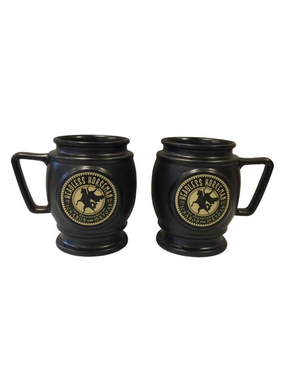Disney Parks Headless Horseman Ichabod & Mr Toad Charcoal Ceramic Mugs Set of 2